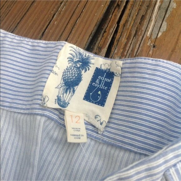 Anthropologie Edme & Esyllte Skirt 12 Navy Stripe - Picture 4 of 4